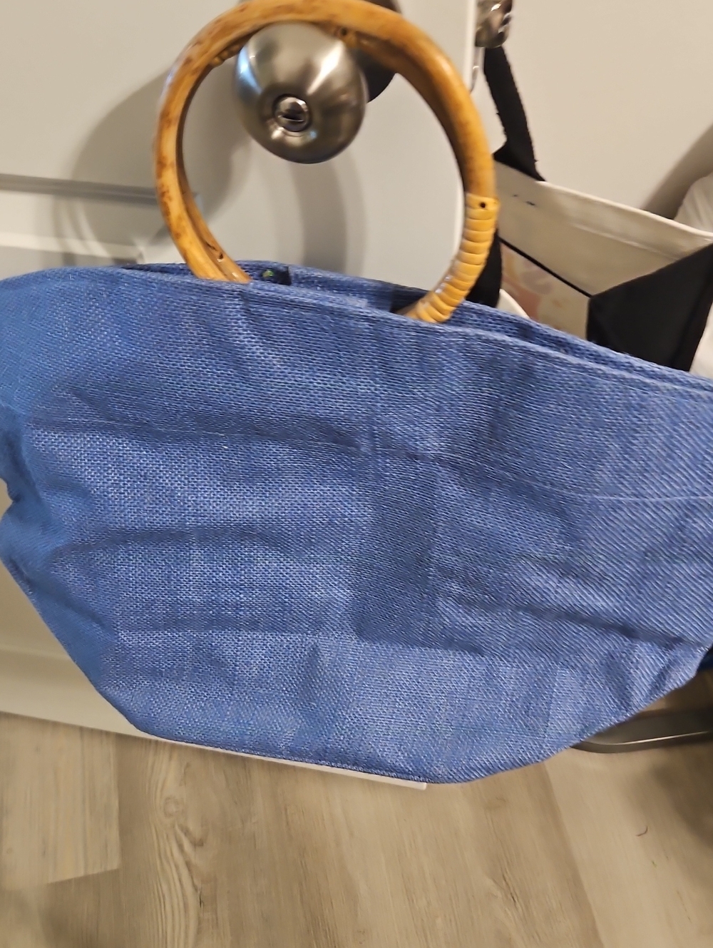 Mud Pie Blue Tote with Bamboo Handles